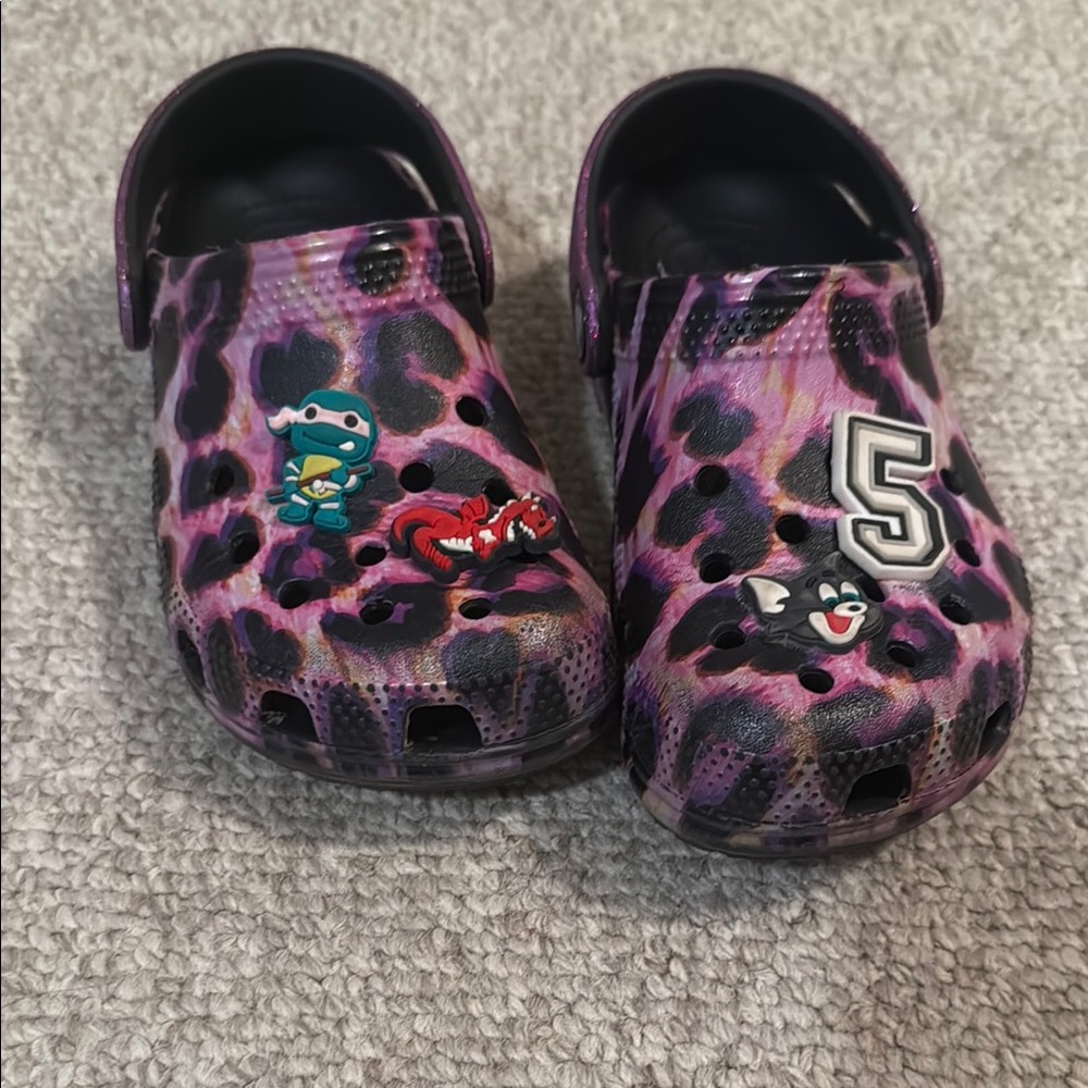 Kids Purple Leopard Print Crocs